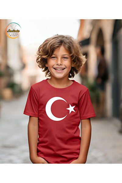 ASELİNDA تي شيرت للأطفال باللون الأحمر على شكل نجمة القمر (مناسب لعروض 29 أكت...