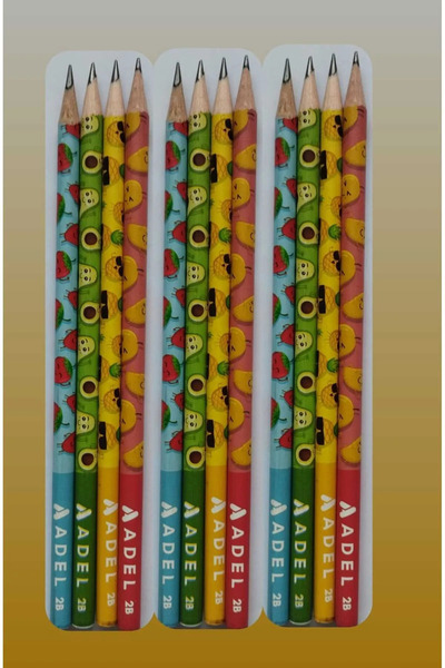 Siriderya مجموعة أقلام رصاص منقوشة بالفواكه مجموعة Adel Fruits مكونة من 12 قلمًا