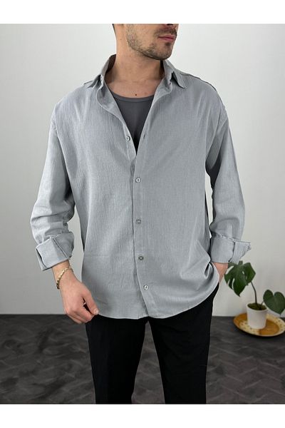 T&M Vertino Krinkıl Oversize Men's Shirt