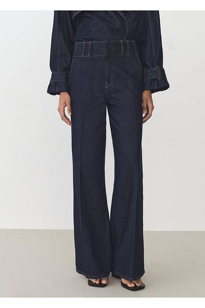 MANGO Woman Pantaloni evazați cu talie înaltă
