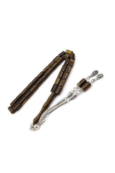 Selderesi Kesme Model Çift Sallantı Püsküllü Toz Kehribar Tesbih