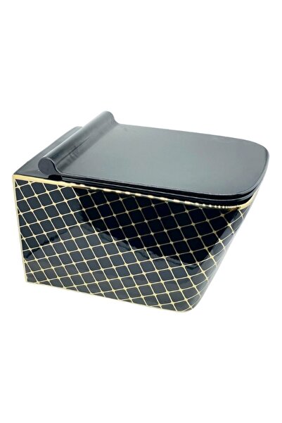 Genel Markalar Yedi Yapı Siyah Gold Desenli Asma Klozet