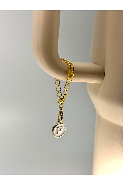 YuccaCo Accessorize Your Life White Thermos Compatible Accessory with Letter F/Letter F Thermos Charm/Letter Thermos Ornament