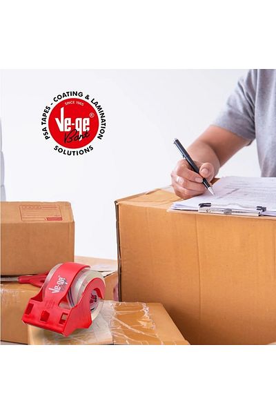 Ve-ge 48mm X 40m Transparent Duct Tape with Cutter - Silent Opening, No Odor and Not Easy to Yellow