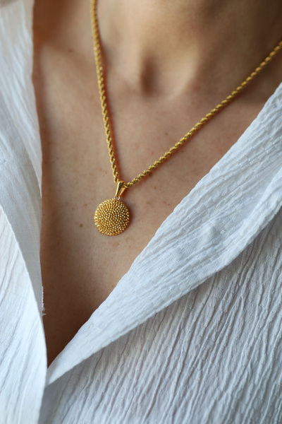 Yenigün Kuyumculuk 14 Ayar Altın Cimarlı Bombeli Yarım Daire Karpuz Kolye Ucu