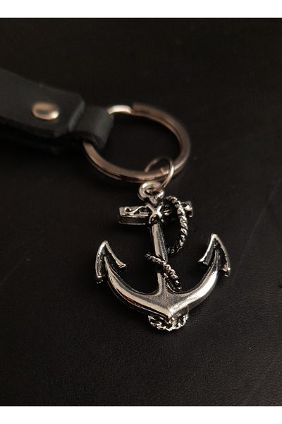 BSN Store Sailor Premium Anchor Figure Black Genuine Leather Key Chain Accessory