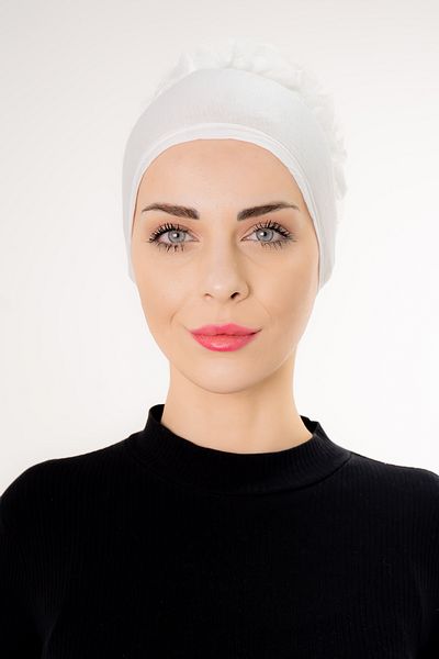 Şalcenneti.com Frilly Stitched White Color Bonnet