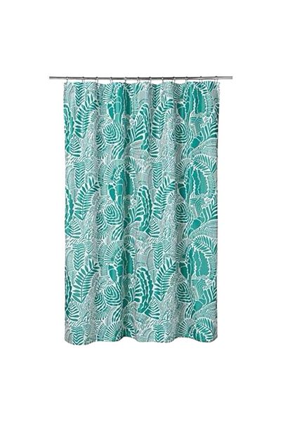 IKEA Gatkamomill Shower Curtain Turquoise White 71x79