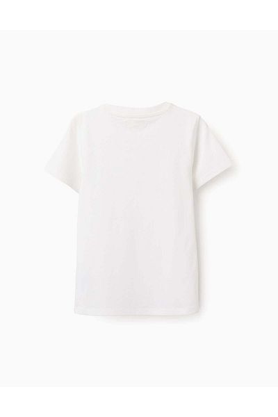 Ziddy Cotton T-shirt with Pocket for Boys, White