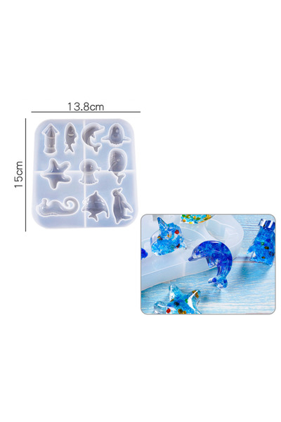 HOBİSTONE SİLİKON KALIP 3 BOYUTLU DENİZ HAYVANLARI FİGÜR TAŞ TOZU EPOKSİ REÇİ...