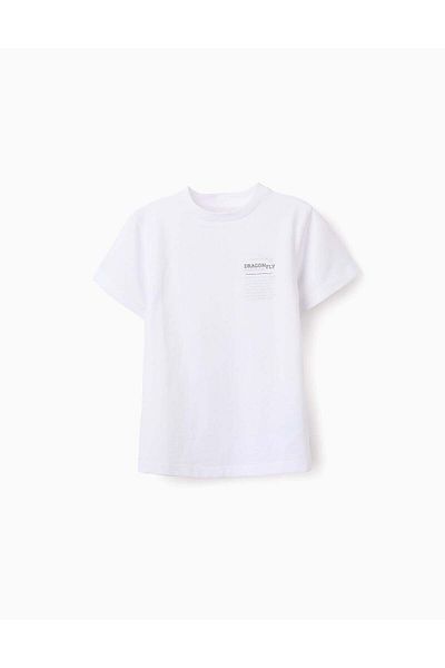 Ziddy Cotton T-shirt for Boys 'Dragon Fly', White