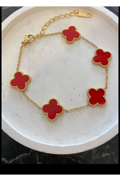 Perry Accesories Anti Tarnish Steel Double Sided Clover Bracelet Multi Clover Bracelet Exclusive Design Women Steel Bracelet