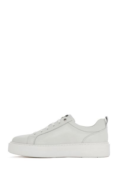 Derimod Men's White Lace-Up Thick Sole Leather Sneaker 25Sfd 654318