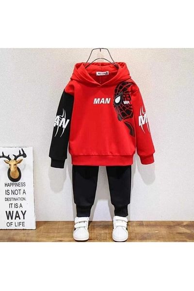 PENTHİLUS Boy's Spiderman Printed Hooded Double Suit