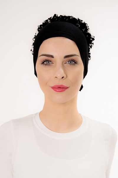 Şalcenneti.com Frilly Stitched Black Color Bonnet