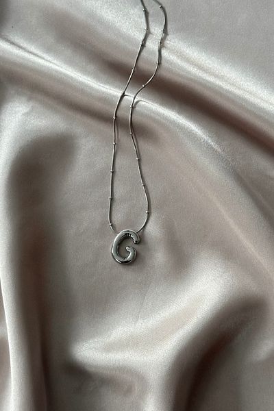 Letrovis Steel Silver Color Bubble Letter "G" Women's Necklace