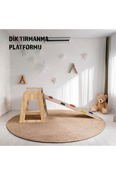 joykidstoy Montessori Dik Pikler + Geometrik Rampa Ve Kaydırak Seti (2'li Set)