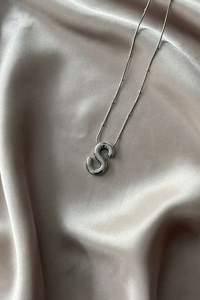 Letrovis Steel Silver Color Bubble Letter "S" Women Necklace
