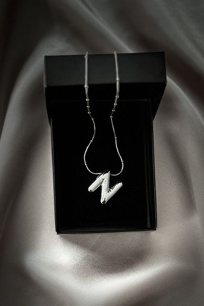 Letrovis Steel Silver Color Bubble Letter "N" Women's Necklace