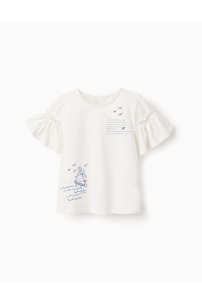 Ziddy Cotton T-shirt for Girls 'Seven Skirts', White