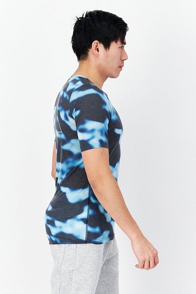 adidas Men Sportswear Fit Short Sleeve Top, Blue Combo