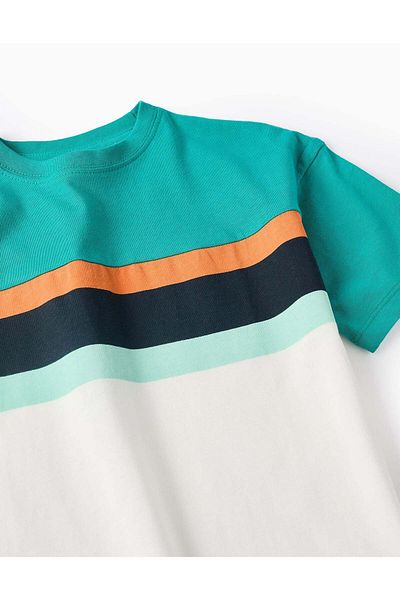 Ziddy Cotton T-shirt for Boys 'Stripes', Multicolour