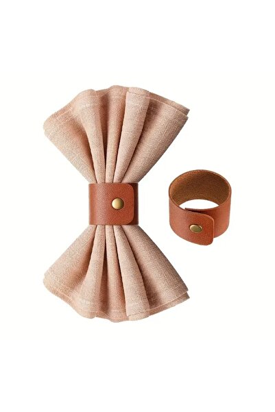 alenked 4 Faux Leather Napkin Rings