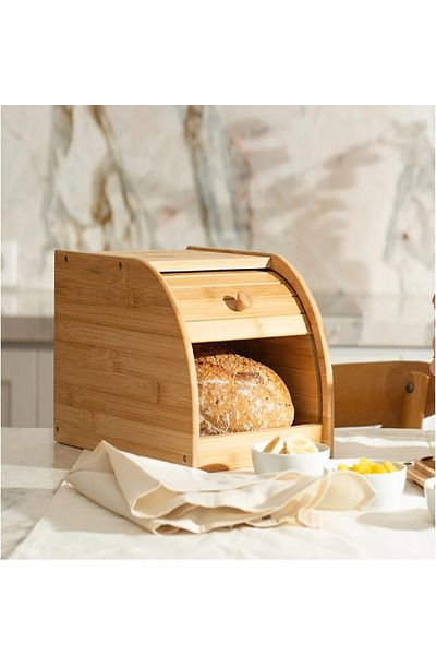 Kitchen Dream Bamboo Bread Box, Bread Cabinet, Narrow Space Bamboo Bread Holder 27 * 20 cm