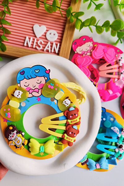 Nisankids Σετ πόρπες με μικτές φιγούρες 6 τεμαχίων (2 λάστιχα, 2 σφιγκτήρες, ...