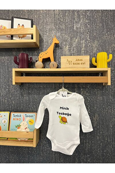 ARASBASKIEVİ Organic 100% Cotton Mini Tosbağa Baby Body White Badi Snap Faste...