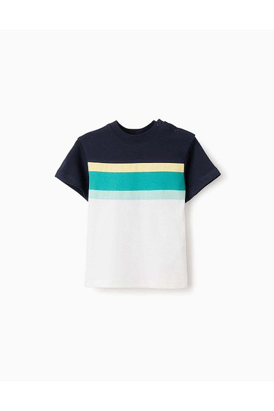 Ziddy Cotton T-shirt for Baby Boys 'Stripes', Multicolour