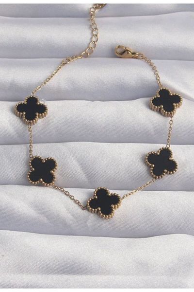 Perry Accesories Anti Tarnish Steel Double Sided Clover Bracelet Multi Clover Bracelet Exclusive Design Women Steel Bracelet