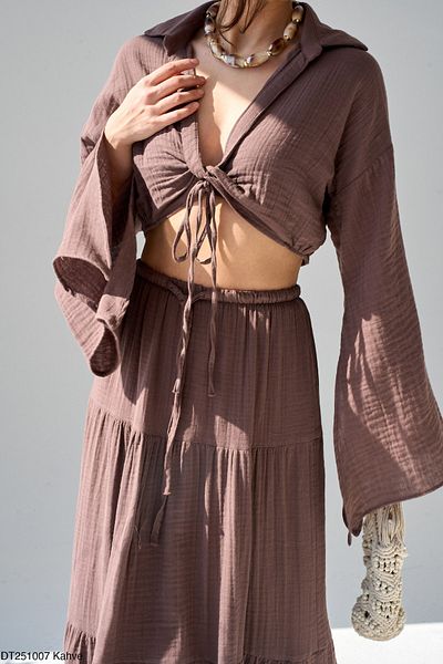 Melike Bakar Boutique Suit with Shirt and Tie Skirt - 100% Cotton