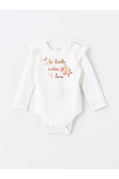 LC Waikiki Crew Neck Short Sleeve Baby Girl Snapback Bodysuit and Leggings 2-Piece Set (W4)