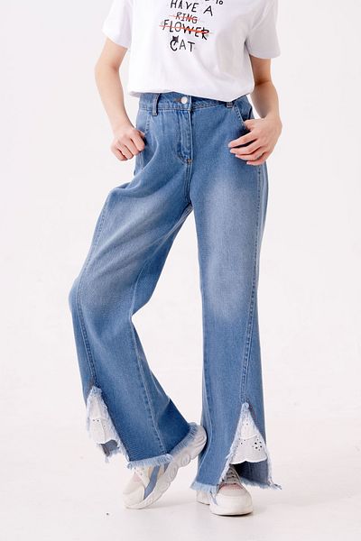 GİYİCEM TEKSTİL Girl's Scalloped Jeans