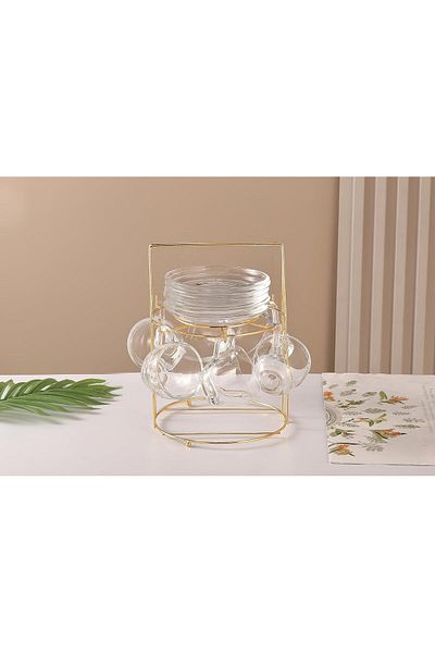 ORCHID 12PCS GLASS CUP & SAUCER SET 100ML WITH STAND