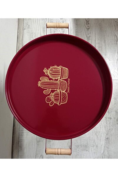 Home Round Presentation Tray | 37 cm | Red | Metal | Merisa Home