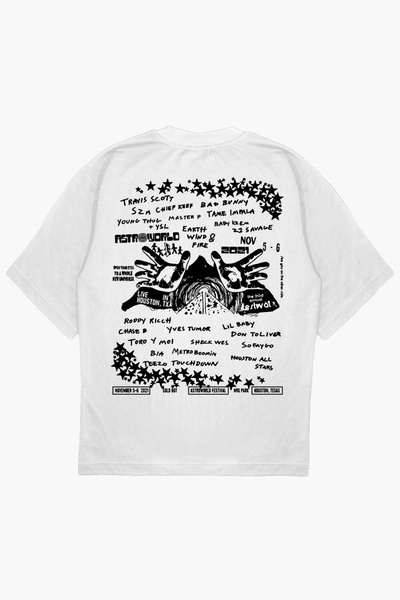modaberry Tricou Poster Astroworld - Tricou oversize cu mânecă scurtă de vară cu imprimeu alb