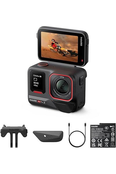 Insta360 كاميرا أكشن ACE PRO 2، 8K Ultra HD مدعومة بالذكاء الاصطناعي، تثبيت متقدم باللون الأسود