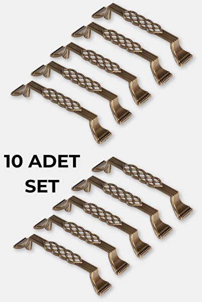 TURGUTLAR Dekor Antik Bakır 96 mm Metal Dolap Çekmece Kulpu 10 Adet