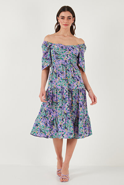 Lela Rochie midi cu guler Carmen cu croială supradimensionată ROCHIE 6782169