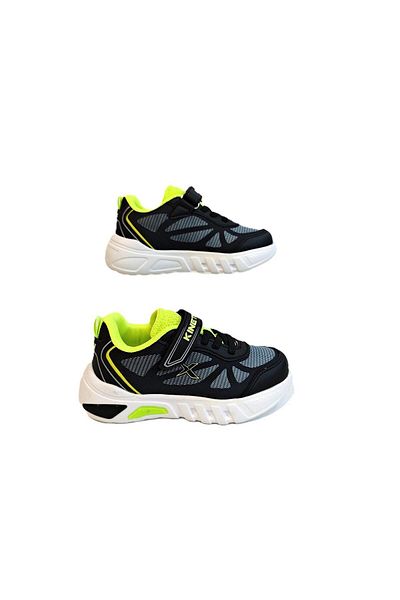Kinetix Mags Black-Grey Velcro Lightweight Comfortable Boys' Sneakers