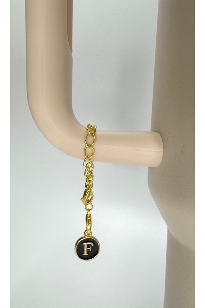 YuccaCo Accessorize Your Life Black Thermos Compatible Accessory with Letter F/Letter F Thermos Charm/Letter Thermos Ornament