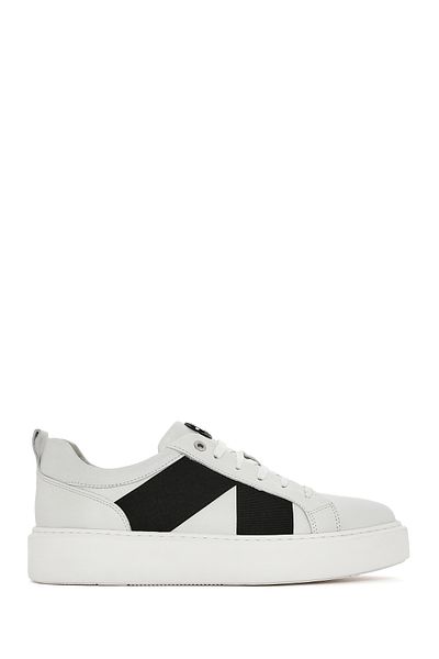 Derimod Men's White Lace-Up Thick Sole Leather Sneaker 25Sfd 654318