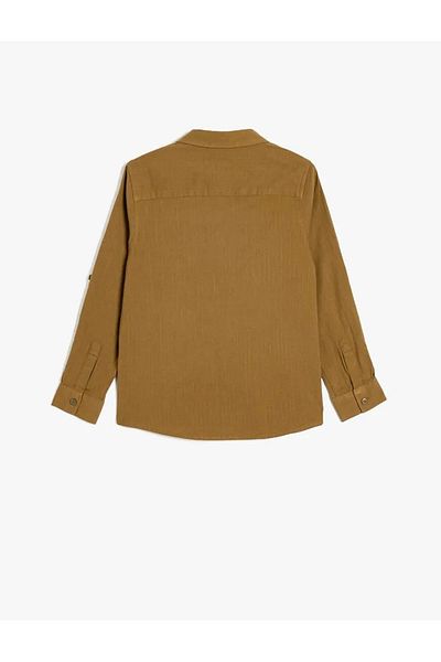 Koton Corduroy Shirt - Cotton with Pocket Detail