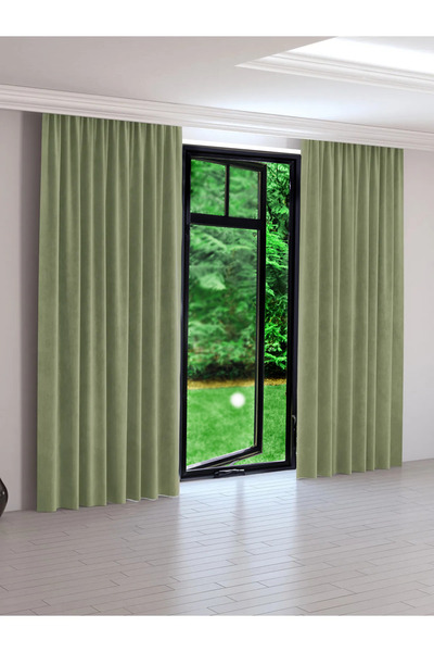 Perdexpress Soft Concept Kadife Dokulu Haki Ada Fon Perde