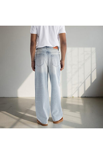 Hazhers Men's Self-Belted Loose Cut Jean Baggy Jeans
