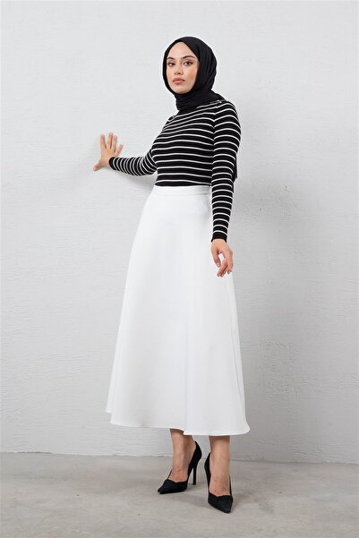 CNG MODA Fusta evazată Modaalfabe Tesettür Puff Scuba