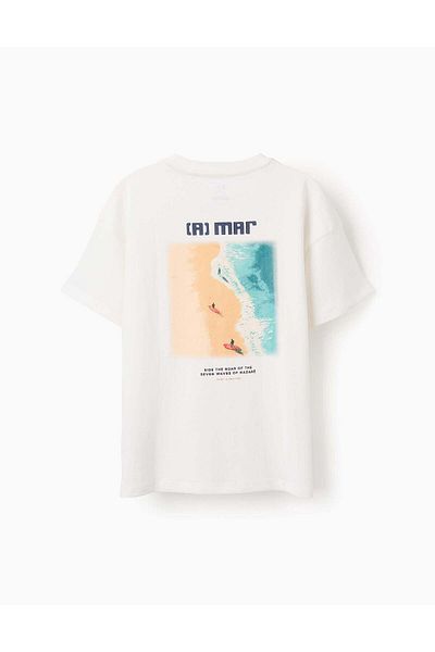 Ziddy Cotton T-shirt for Boys 'Sea', White