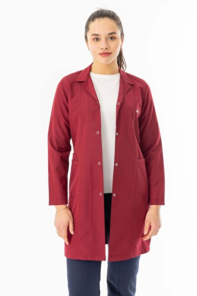 112Giyim Spor Yaka Uzun Kol Kadın Personel Önlüğü Kaliteli Alpaka Kumaş Bordo...